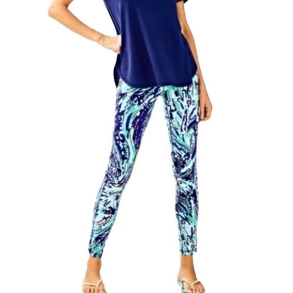Lilly Pulitzer Luxletic Weekender Legging Crash the Bash in Bright Blue XXS NWT - Picture 4 of 10